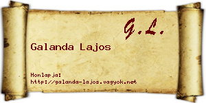 Galanda Lajos névjegykártya